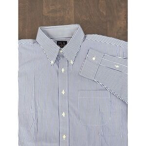 Jos A Bank Mens Blue Pinpoint Bengal Stripe Long Sleeve Button Down Shirt 15.5